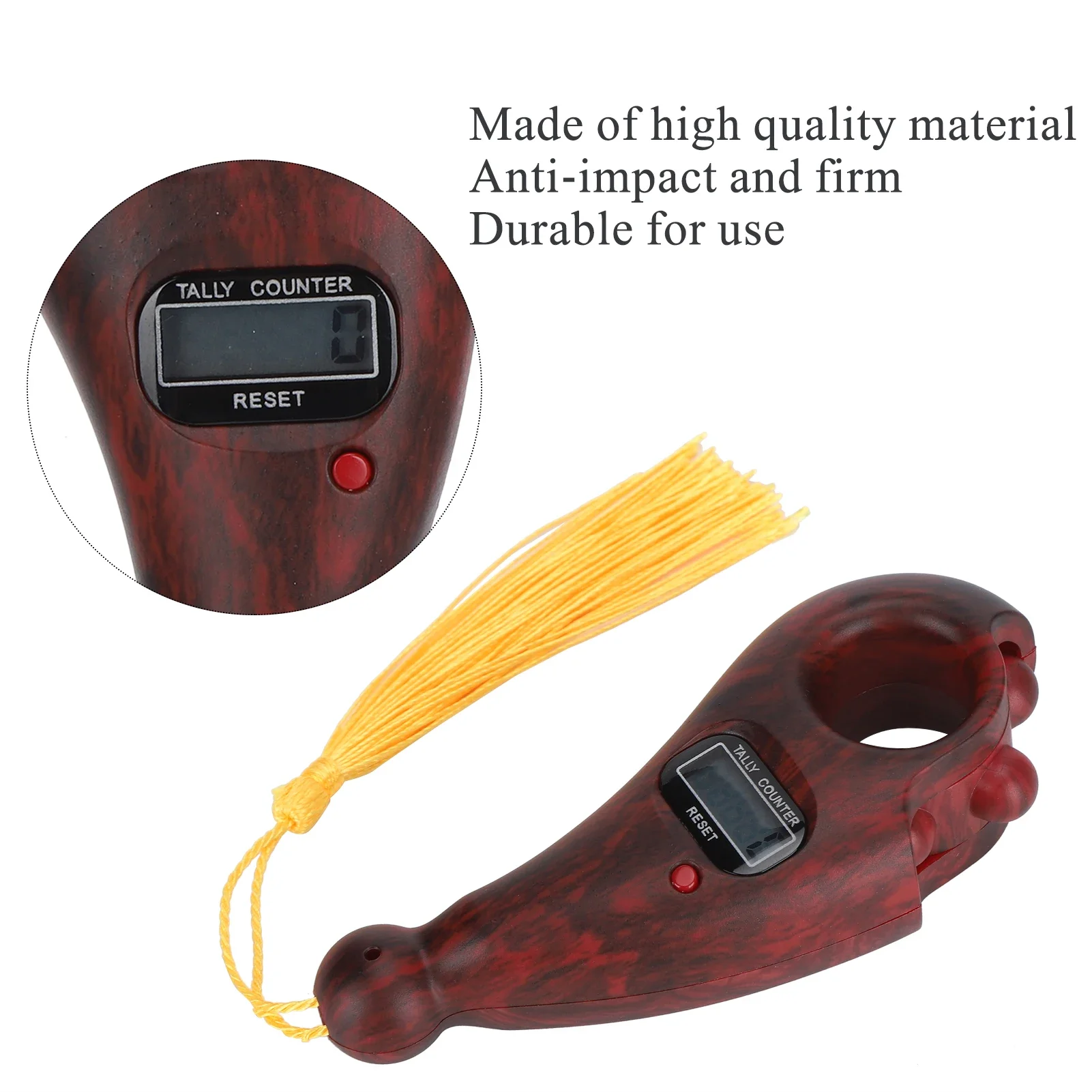 Wood Grain Rosary Beads Digital Counter Portable Handheld Finger Bead Counters For Buddhist Muslim Meditation