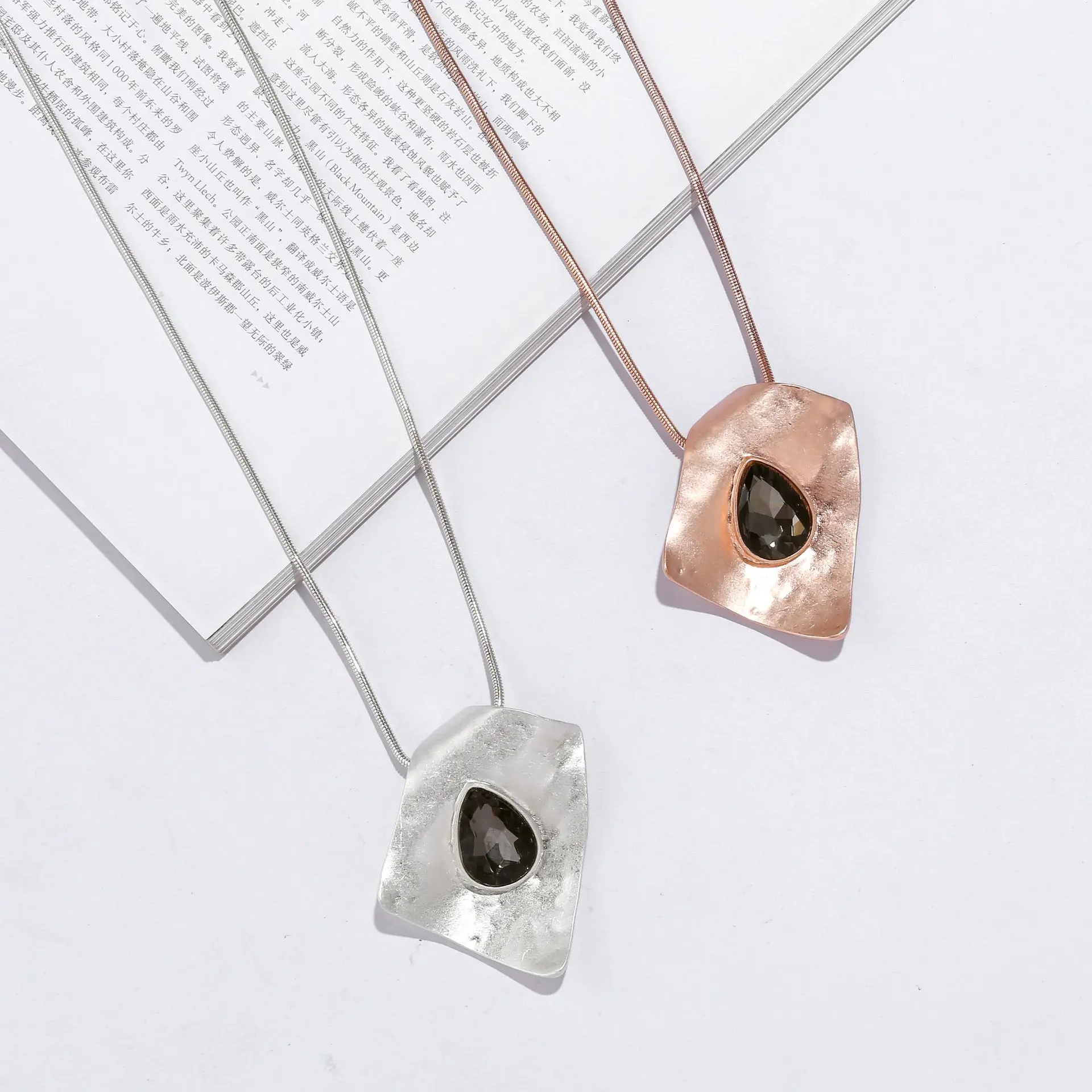 popular classic geometric crystal retro long fashion women's European and American necklace sweater chain