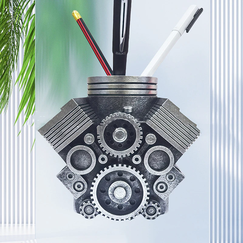 

Pen Holder With Engine, Engine Pen Holder, Engine Block Desktop Organizer, Desktop Decor Gift For Car Enthusiasts