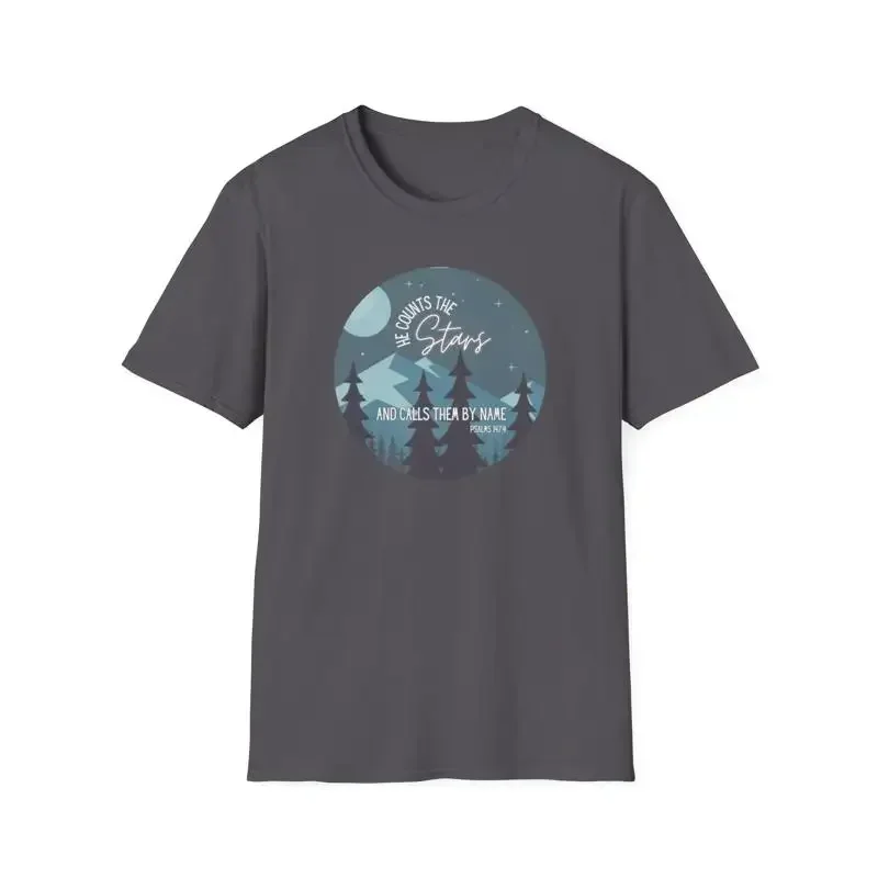 Christian Women'S T Shirt He Counts The Stars And Calls Them By Name Bible Verse Jesus Secret Sister Starry Night