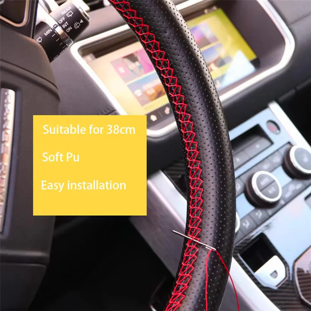 Car Steering Wheel Braid Cover Needles And Thread Artificial Leather Car Covers Suite 5 Color DIY Texture Soft Auto Accessories