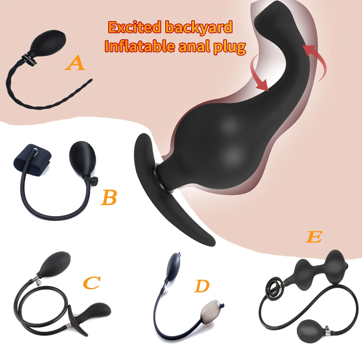 Inflatable Anal Plug Dildo G-spot Stimulate Pump Penis Lock Prostate Massager Double Ball Expander Big Butt Plug Couple Sex Toys