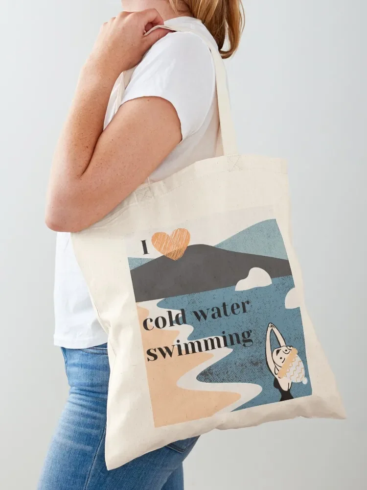 

I love cold water swimming ice water Tote Bag bags luxury women shopping trolley bag Canvas shoulder bag for beach