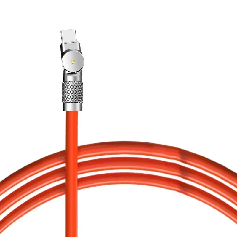 Fast Charging 120W USB Type C Cable 180 Degree Rotary Elbow Compatible with forXiaomi Mobile Phone Charger Orange