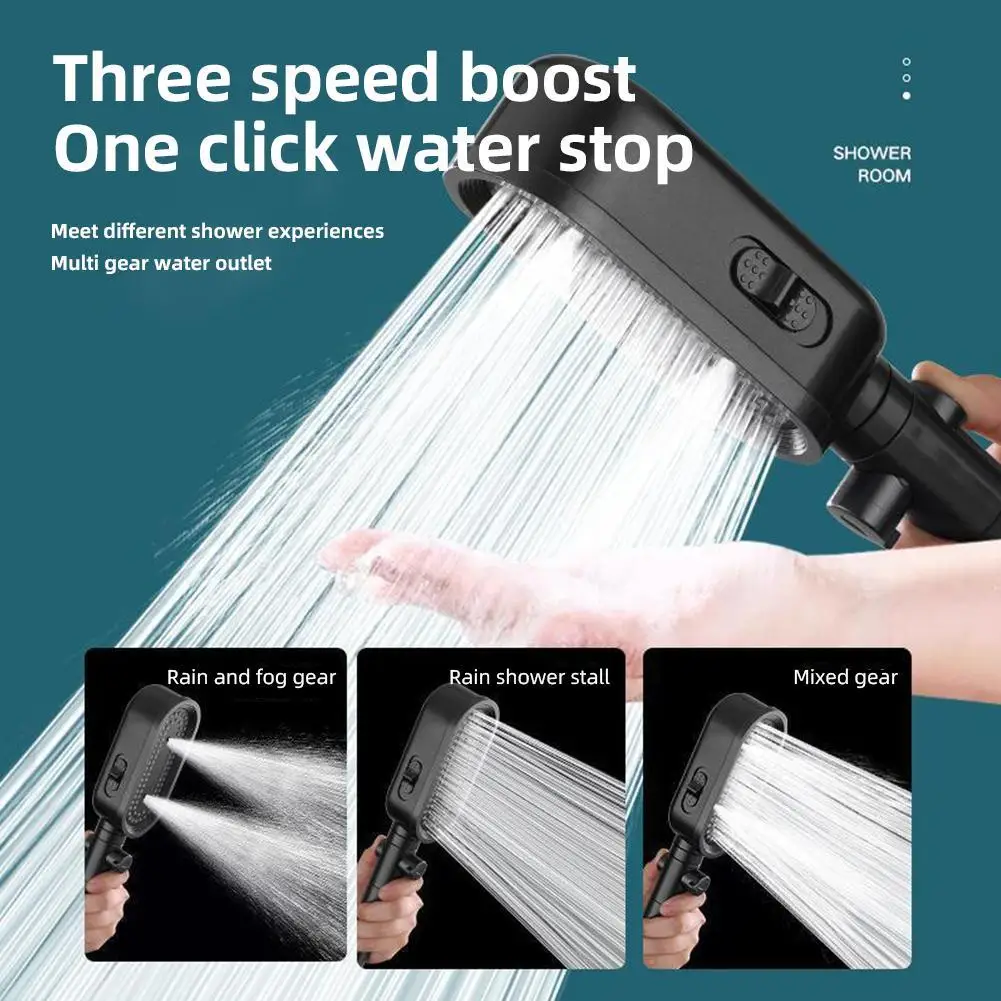 New Water Pressure Boost Shower 3 Modes High Pressure Shower Built-in Filter Accessories Handheld Bathroom I7p9