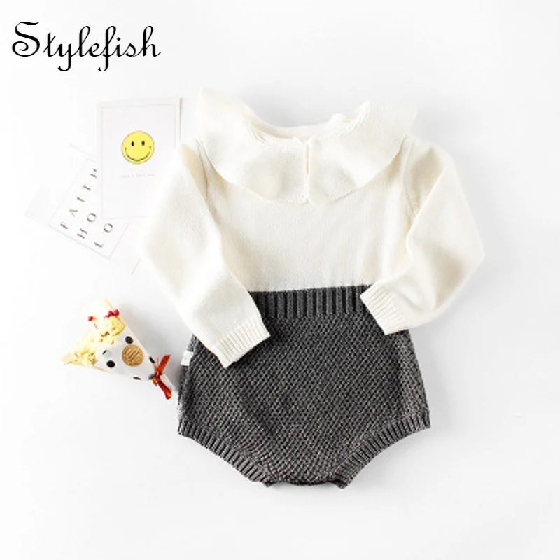 

Hot Sale baby dolls collar knitting wool Siamese clothing bag used for travel fart ah climb rompers clothes baby girl clothes