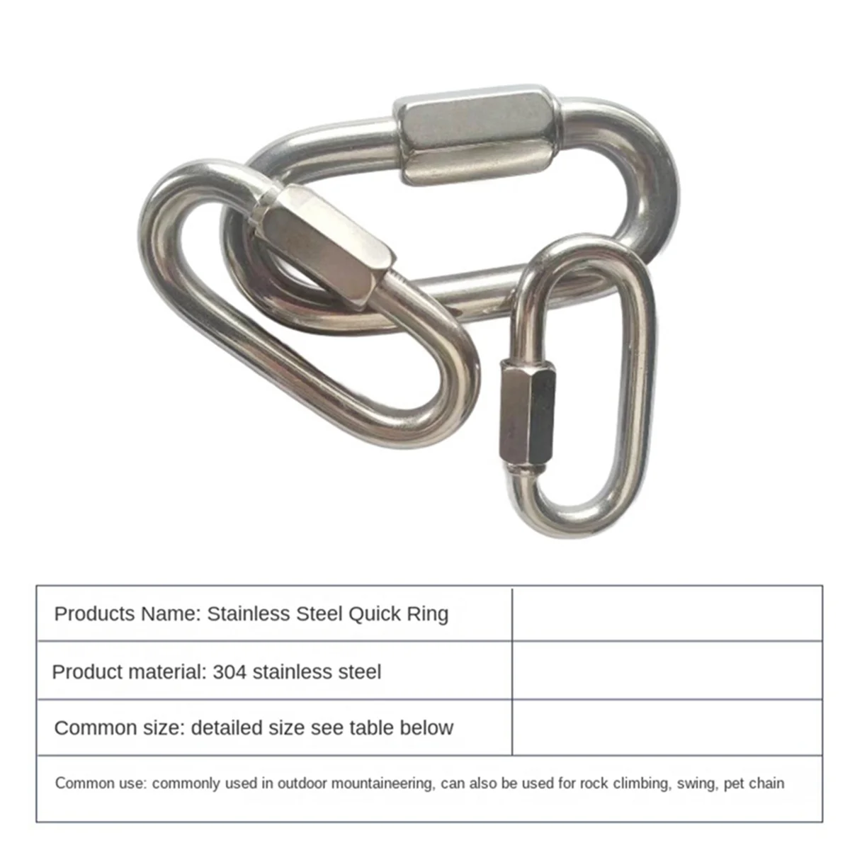 ABYB 304 Stainless Steel Connecting Ring, Quick Chain Connecting Ring, Runway Climbing Carabiner, Insurance Buckle