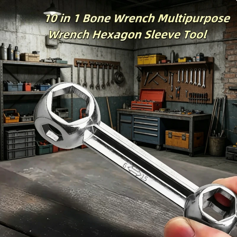 10-In-1 Heavy-Duty Multi-Function Wrench -Compatible with 10 Specifications of Repair Tool,Portable Metal Mechanical Tool