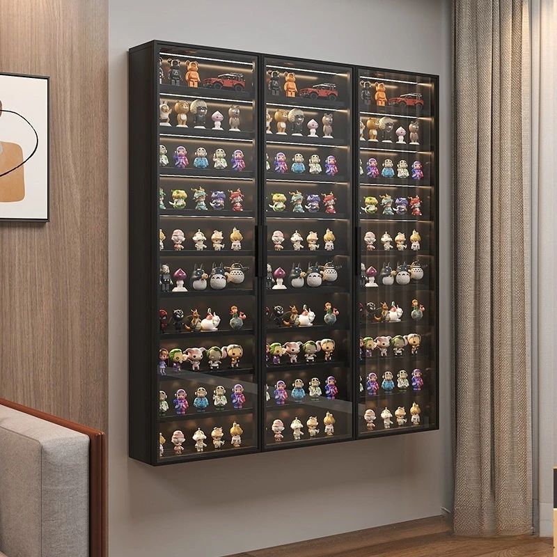 Light luxury blind box glass door figure cabinet model display cabinet wall-mounted doll storage