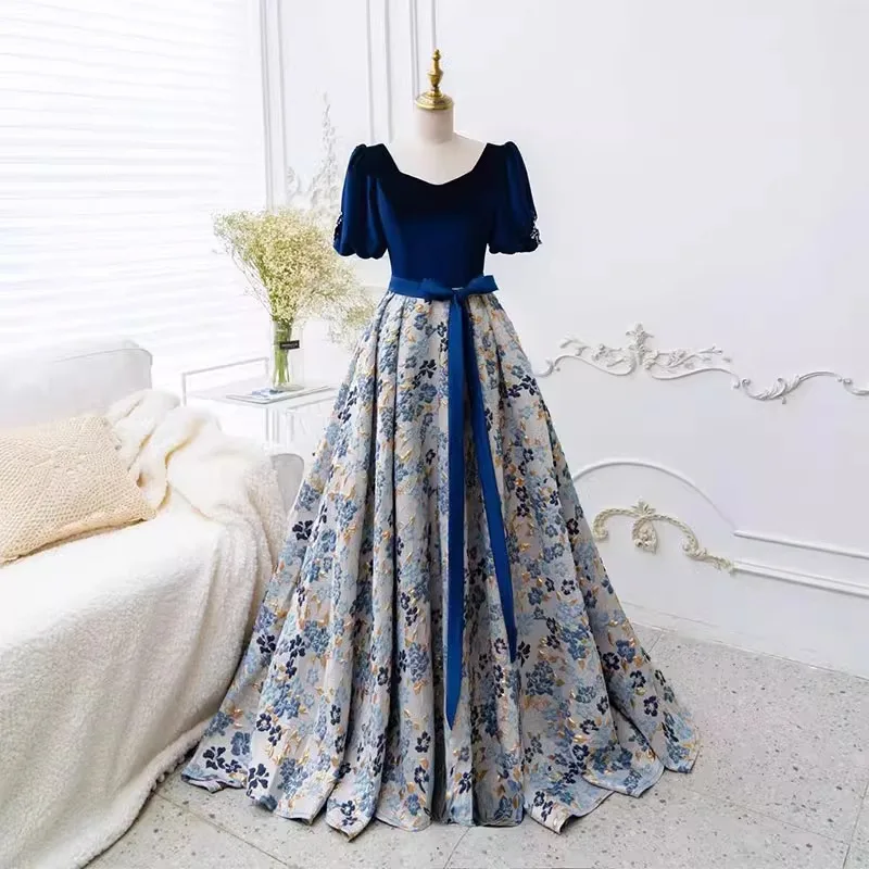 Robes de soirée longues à lacets dans le dos, manches courtes, ligne a, robe de bal en Satin, robe formelle