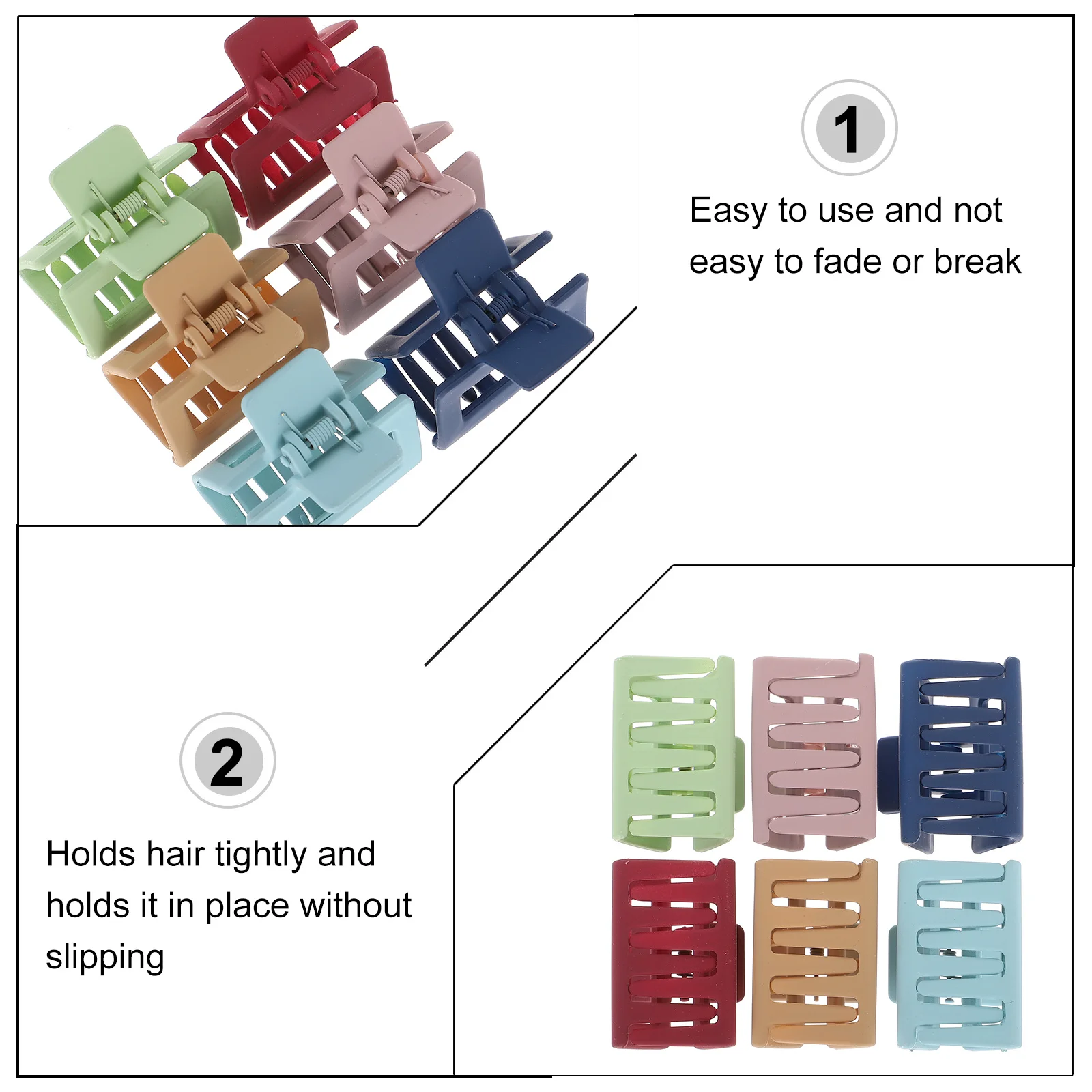 

6Pcs Ponytail Claw Holder Clips Matte Hollow Style Sturdy Hair Clamp Smooth Surface Perfect Gift for Girls Travel Meeting Hair