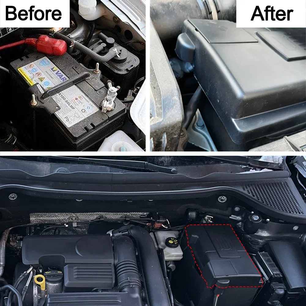 غطاء بطارية السيارة حامي القطب السلبي الحرس مقاوم للماء اكسسوارات ل Volkswagen VW Tiguan 2016-2018 سكودا كودياق