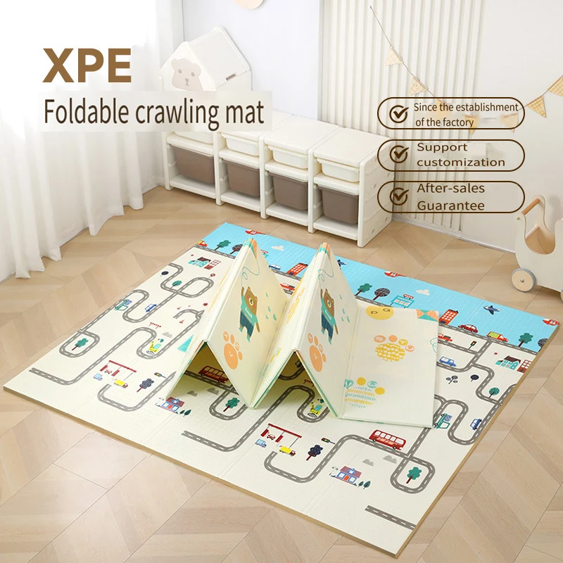 

Складной детский игровой коврик XPE с сумкой для переноски, портативный коврик для ползания для путешествий, водонепроницаемый и легкий для дома и улицы