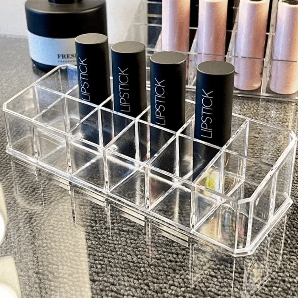 New 12/18/36 Grid Lipstick Storage Box Clear Acrylic Lipstick Case Nail Polish Display Stand Holder Shelf Storage