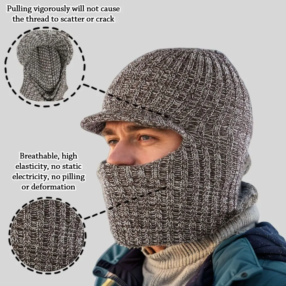 Fashion 2 IN 1 Winter Hat Ear Protection Warm Knitted Cap Casual Thickened Beanie Hats Outdoor