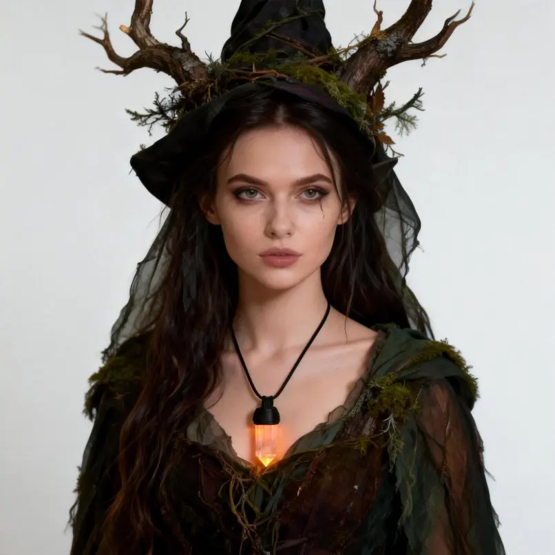 

Geometric Crystal Pillar Point Hexagonal Prisms Gothic Jewelry Handmade Clear Crystal Colorful Lighting Necklace