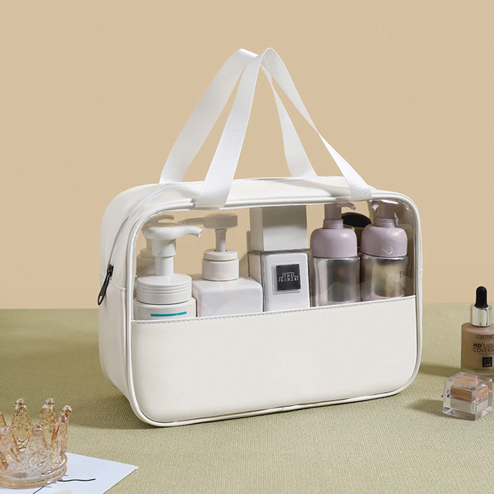 Anpassbare Name Neue TPU Transparent Make-Up Kulturbeutel frauen Große Kapazität Wasserdichte Handheld PU Lagerung Tasche PVC Make-Up Tasche – Detail 6
