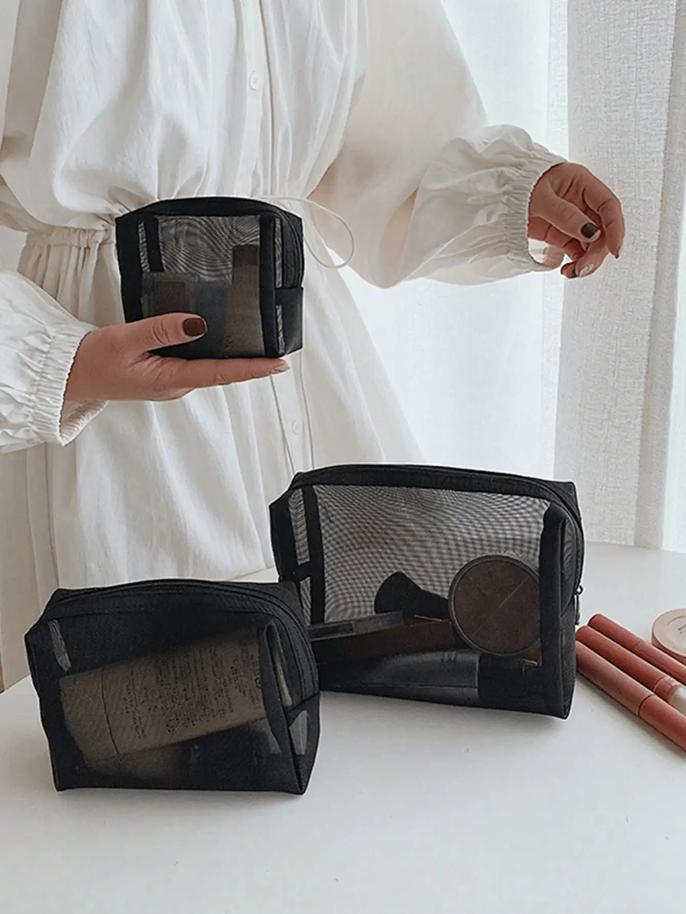 

1pc Khaki Lipstick Jewelry Travel Makeup Pouch, Splash-Proof Portable For Home, Work & Makeup Retouching Makeup Travel Toiletry Organizer Essentials Gifts Storage Zipper Accessories Nail Bags, Makeup Bag, Vanity, Make Up Bag, Organizer, Storage, Makeup Or