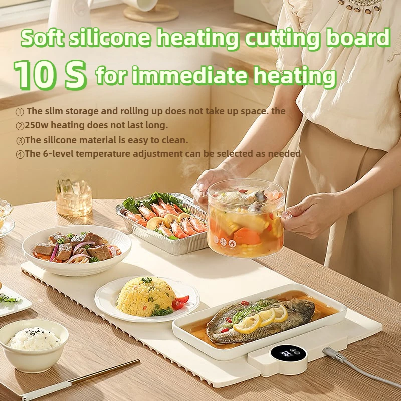 

Multifunctional Warm Chopping Board EU/UK/US Plug Intelligent Foldable Silicone Winter Food Heat Pad Warm Insulation Cut Board