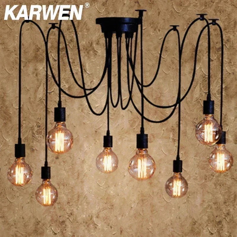 Imagem -04 - Karwen-nordic Spider Industrial Lâmpada Pingente Luzes de Suspensão E27 Loft Edison Comprimento 120cm 150cm 200cm Luzes Pingente