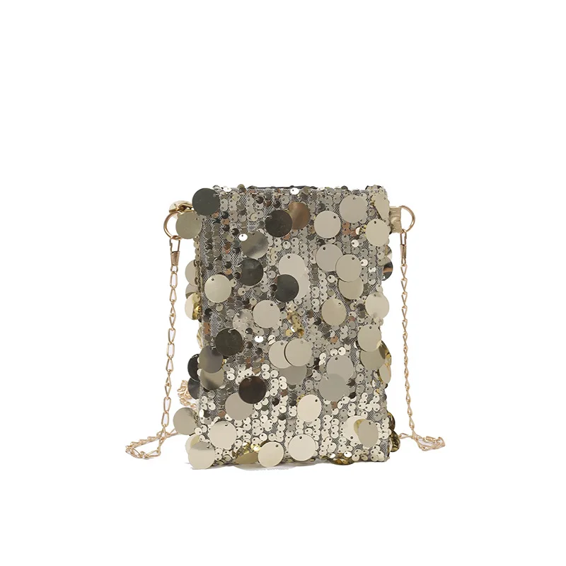 

Fashionable and trendy sequined mobile phone small square bag for women 2025 new niche design, stylish shoulder bag, mini versat