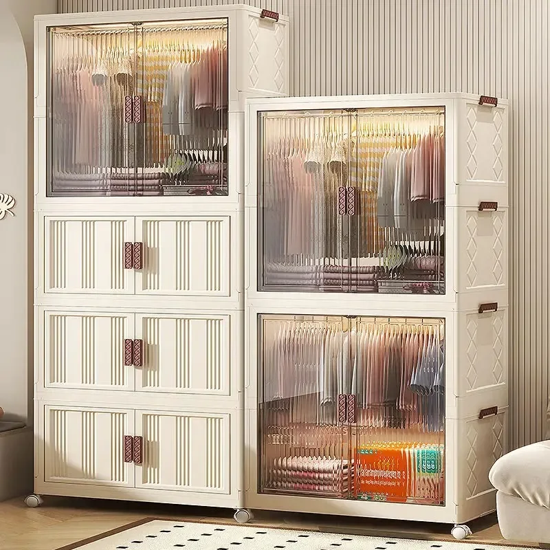 Folding Wardrobes Installation-free Children's Toys Storage Box Rental Room Clothes Cabinet Home Living Room Organizer Bins