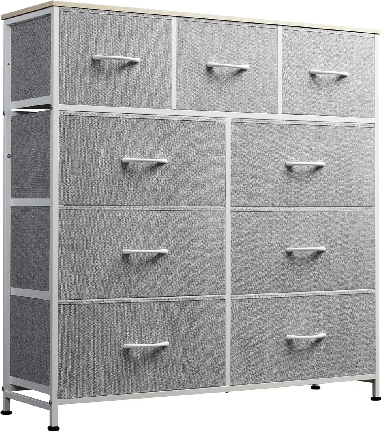 

9-Drawer Dresser Fabric Storage Tower for Bedroom Hallway Entryway Closet Tall Chest Organizer Unit with Fabric Bins Steel Frame