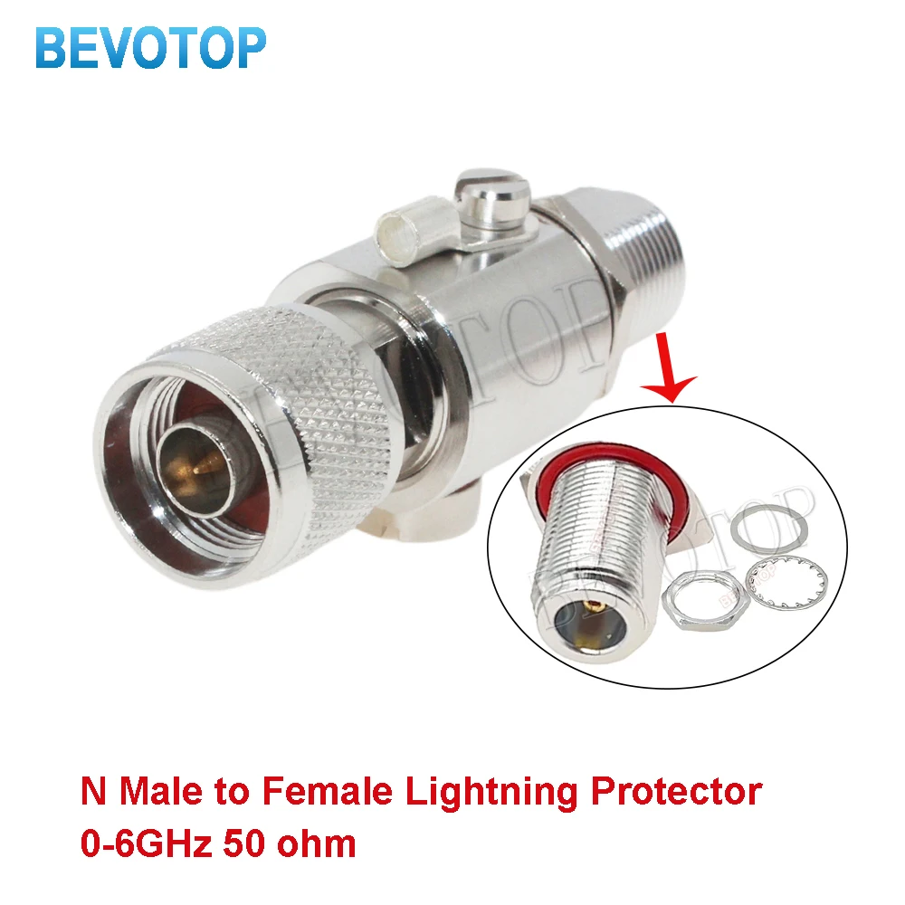 6GHz N Male to Female RF Coaxial Surge Protector Gas Discharge Tube Lightning Arrestor for HAM CB Radio WLAN WiFi 50 Ohm