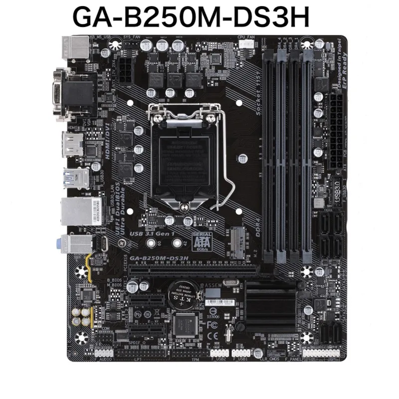 

Материнская плата для Gigabyte GA-B250M-DS3H, поддержка Core 6th 7th CPU B250M DS3H, системная плата на 100% протестирована, ОК, Полная работа, бесплатная доставка