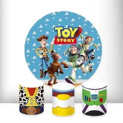 Toy Story Round Backdrop Fabric Elastic Cylinders Covers Photo Background Birthday Party Plinth Covers