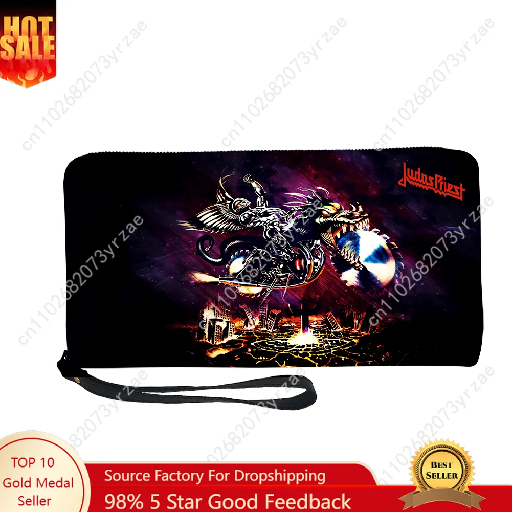 

Judas Priest Wallet Mens Womens Teenagers Long Zipper Wallet Double Print Fashion Commuter Personalized Photo Custom Made Purses