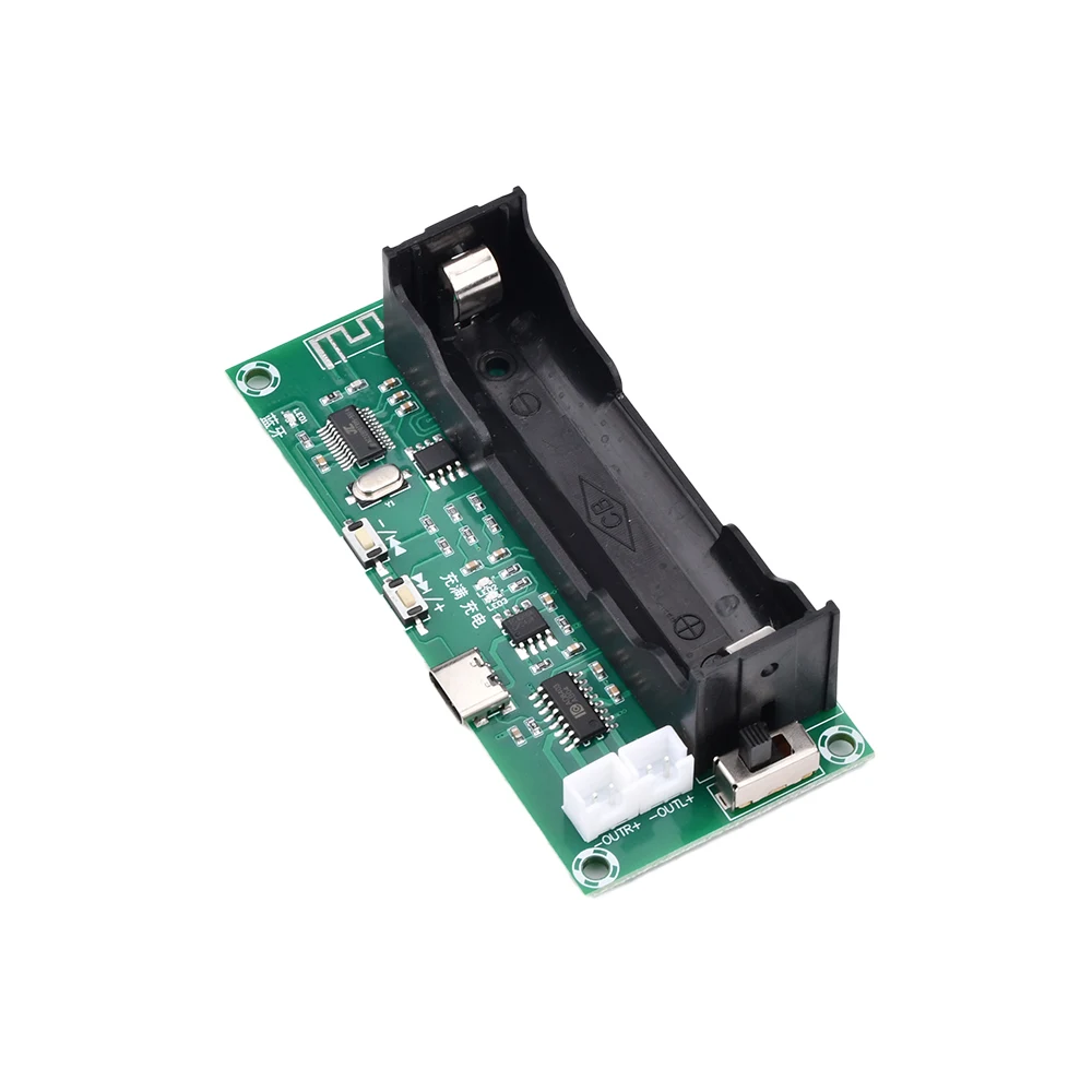 XH-A153 Bluetooth-Compatible Audio Amplifier Board DC 5V 3W*2 2.0 Channel Type-C Micro USB With 18650 Battery Case for Speakers