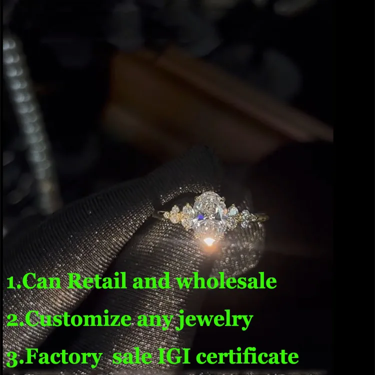 IGI Lab Growing Diamond Ring Oval D Color 3Ct Solid 18K White Gold Ring Diamond wedding ring Engagement Ring