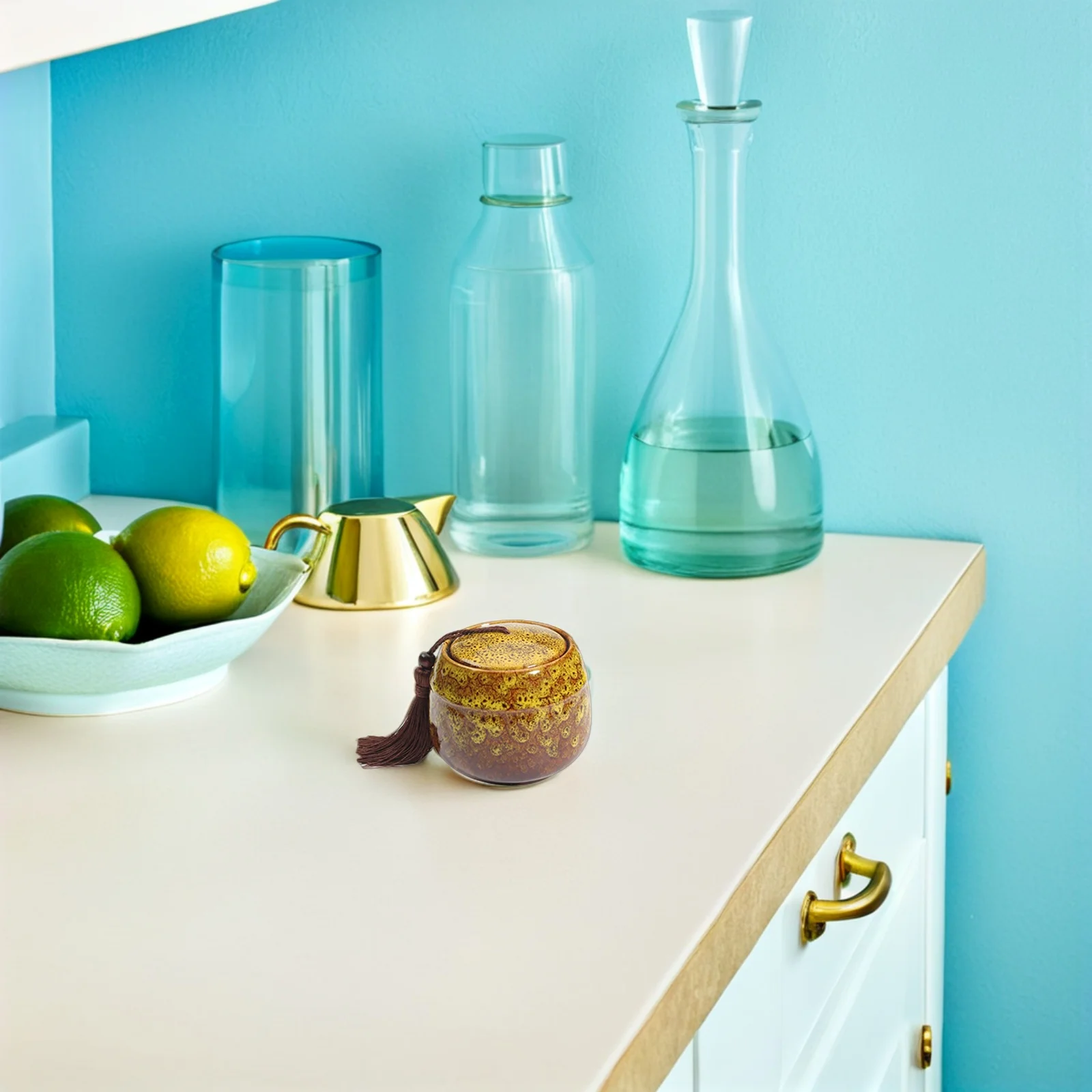 

5Pcs Ceramic Airtight Tea Canisters Sealed Storage Containers for Tea Leaves Coffee Candy Powder Kitchen Household