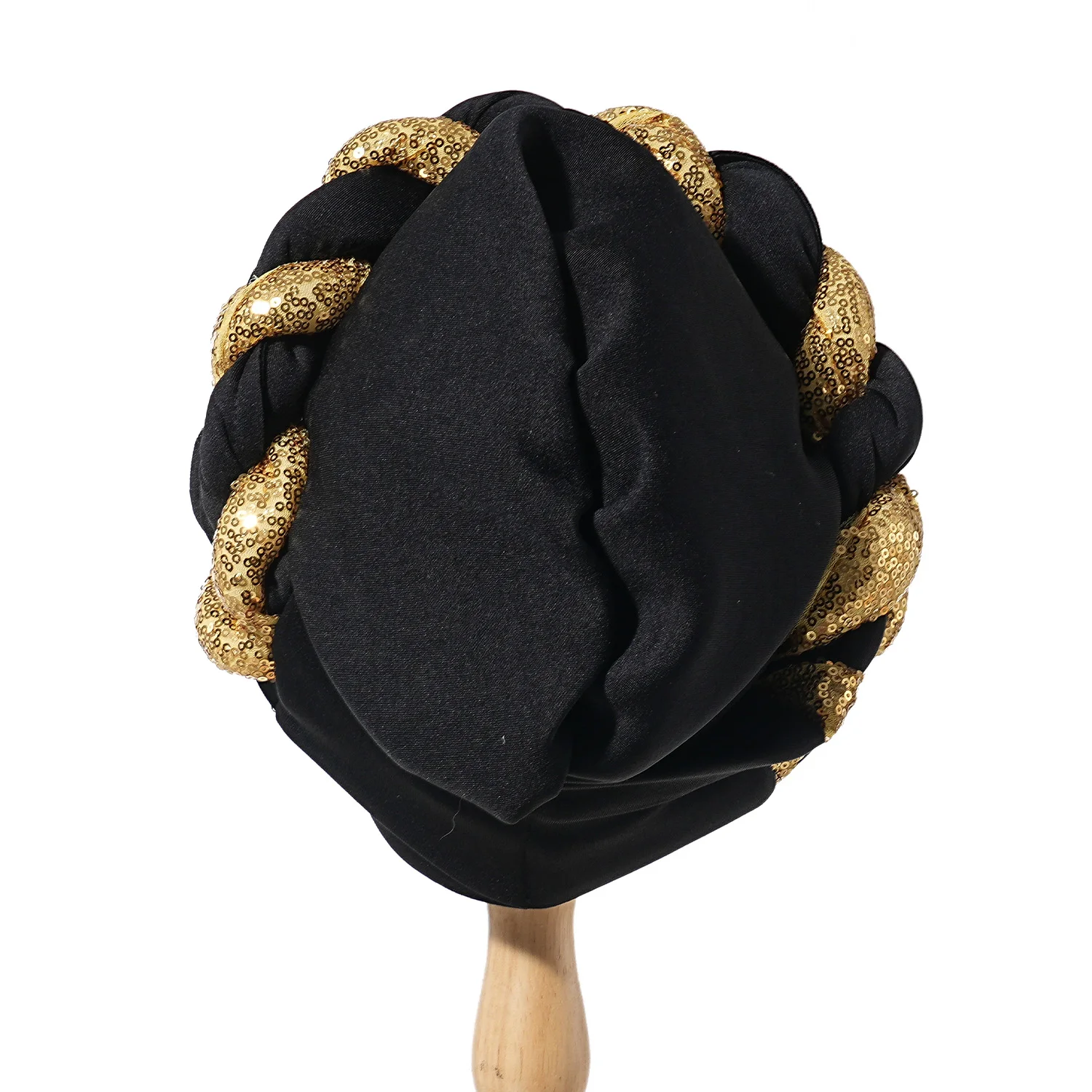 Spangle Big Braids Head Wrap Twisted Head Turbans Headwear, Wedding Heads Turban, Hair Cover Accessories