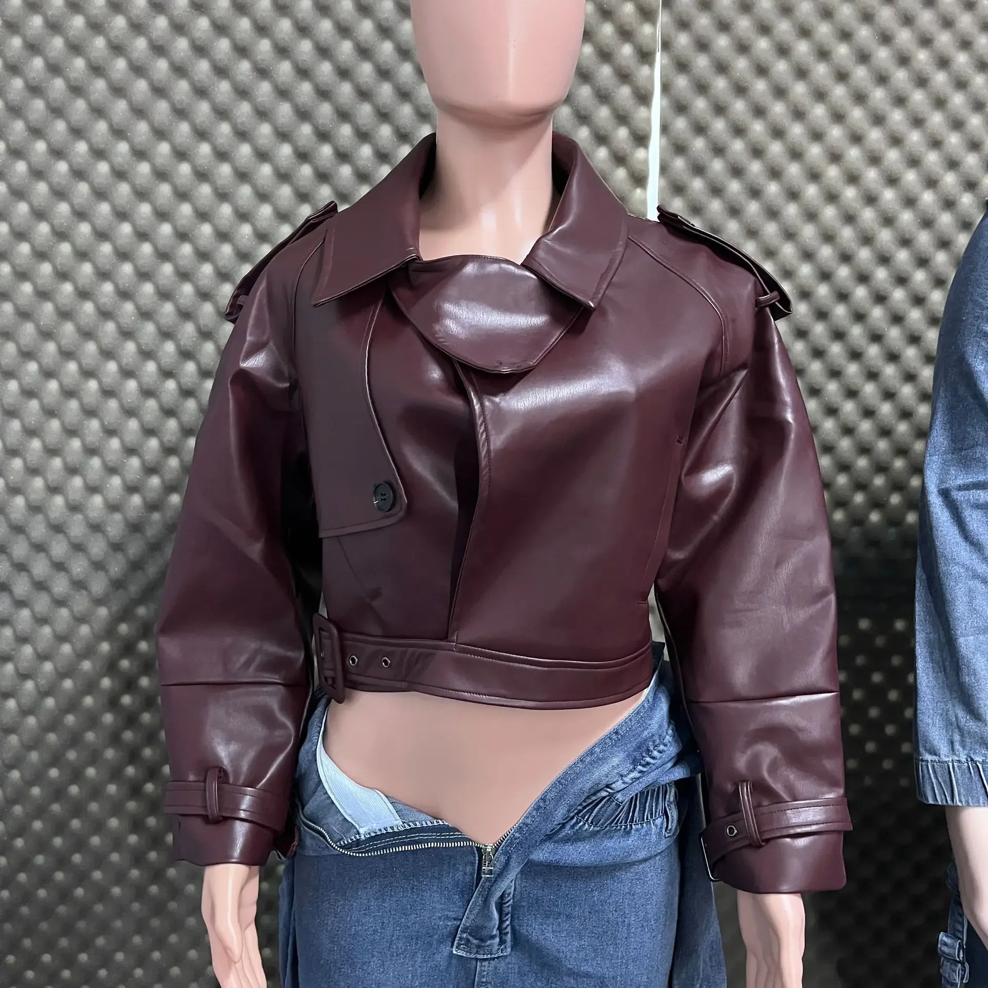 2025 outono novas roupas femininas moda simples retro estilo locomotiva jaqueta lapela manga longa casaco curto