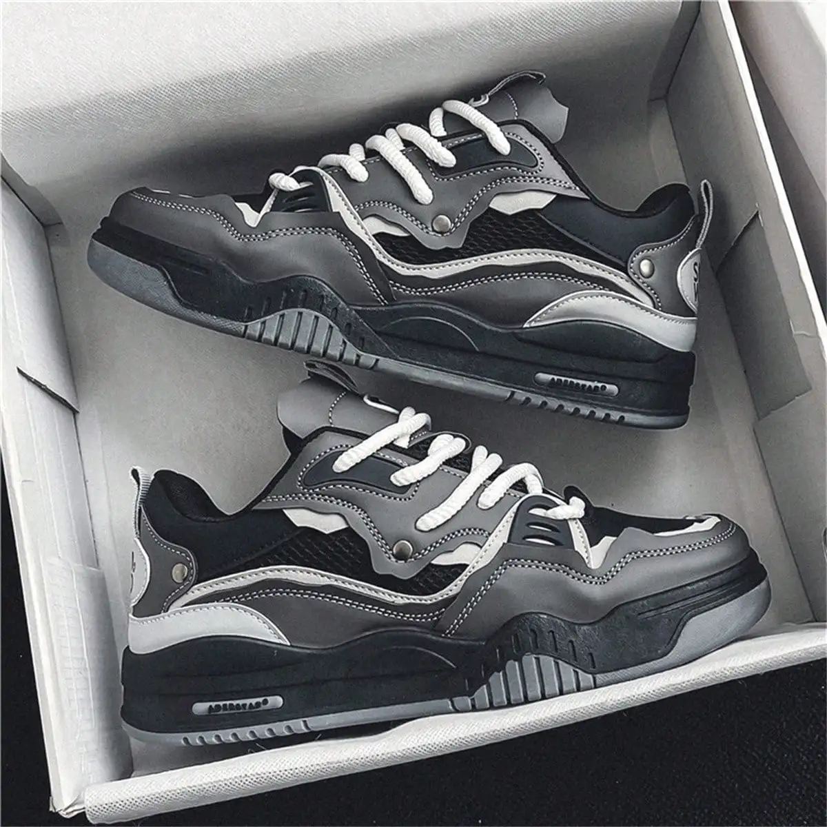 Fashion Men's Casual Platform Sneakers Thick-Soled Running Shoes All-Match Comfortable Students Lace-Up White Shoes For Men