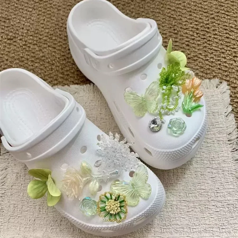 Adornos de Flores para Zapatos con Diseño de Tulipán y Rosa que Cambian de Color, Hebillas a Presión para Zapatos de Ballet, Adornos DIY Elegantes y Versátiles para Zapatos