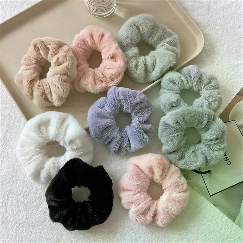 ربطات شعر شتوية دافئة وناعمة للنساء والفتيات، رباط شعر مطاطي لطيف من القطيفة متعدد الألوان