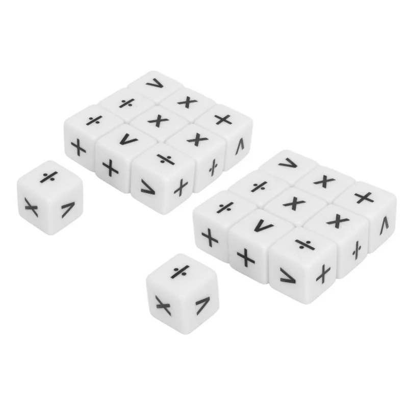 

20pcs Teaching Dice Set Math Operation Dice Mathematical Operation Dices Math Teaching Classroom Suplies White