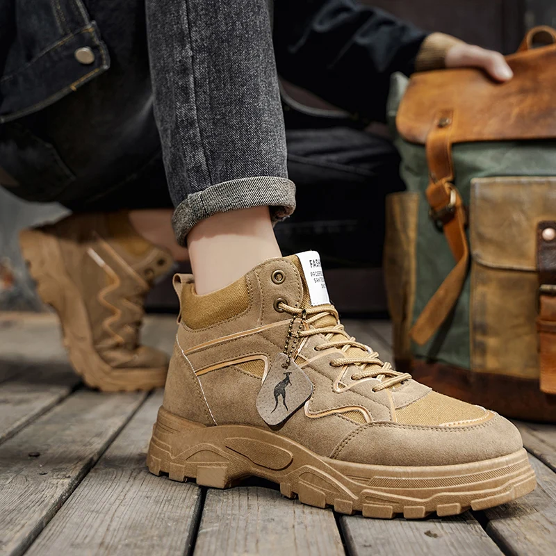 جديد الخريف/الشتاء عالية الجودة الرجعية النمط البريطاني أحذية رجالية-في الهواء الطلق أحذية العمل غير رسمية وأحذية المشي لمسافات طويلة مقاومة للاهتراء عدم الانزلاق