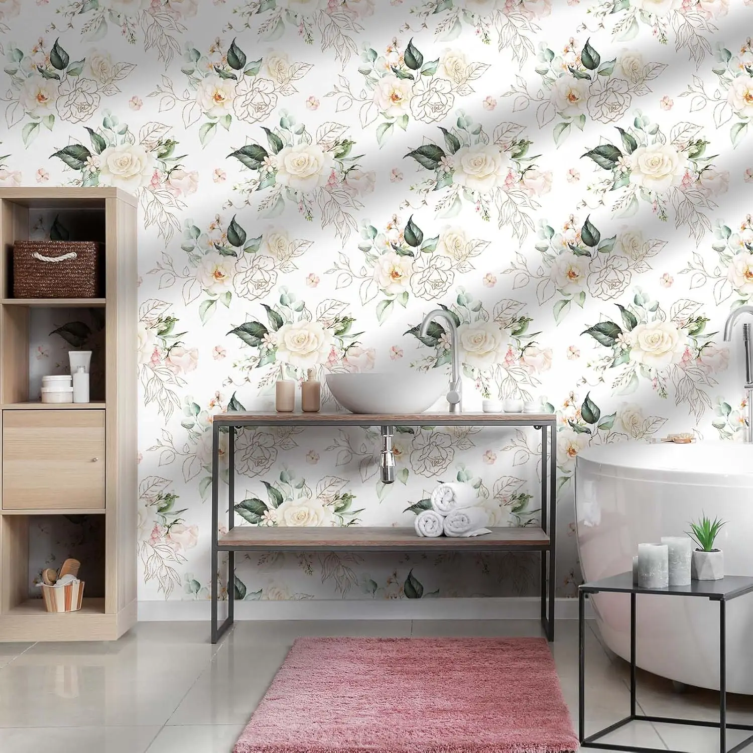 キャビネット用ヴィンテージゴールドフローラルピールアンドスティック壁紙 - モダンな取り外し可能な粘着コンタクトペーパー、引き出しヴィンテージスタイル