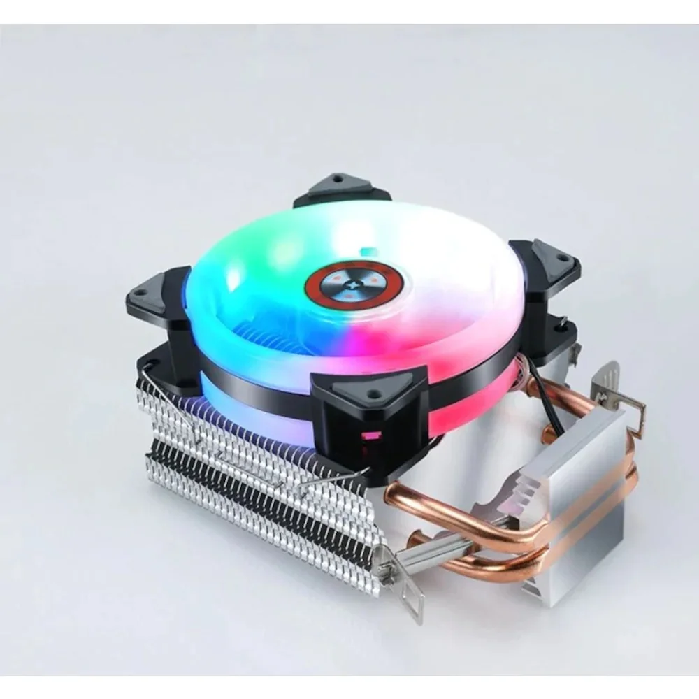 HD 1.0 Rainbow Copper Tower Type CPU Fan For PC Computer Copper Pipe 90mm Aluminum Heatsink