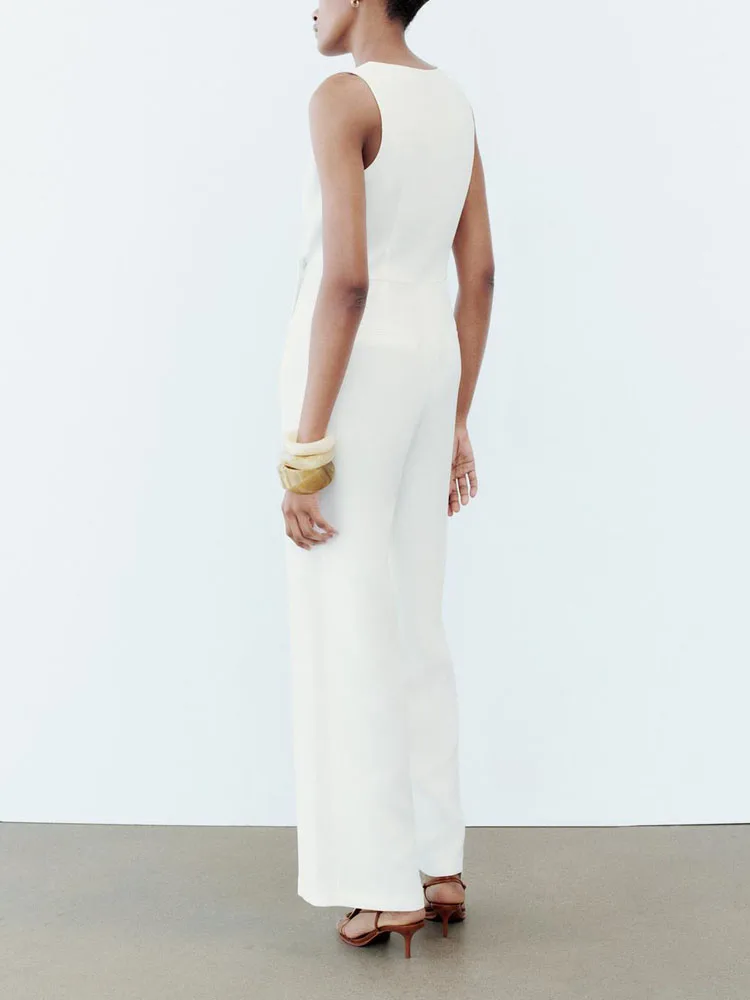 

New Summer Women's V-ne Long Asymmetric Slim Fit Svel Jumpsuit High Waist Long Pants Commute Sle 00% Fabric