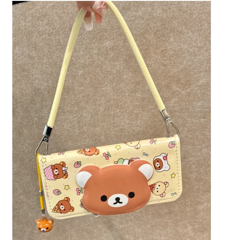 Rilakkuma Cute Cartoon Flip Leather Card Holder Phone Case For Iphone 17 Promax 16 Promax 15 Pro 14 13 Shockproof Cover Women view 4