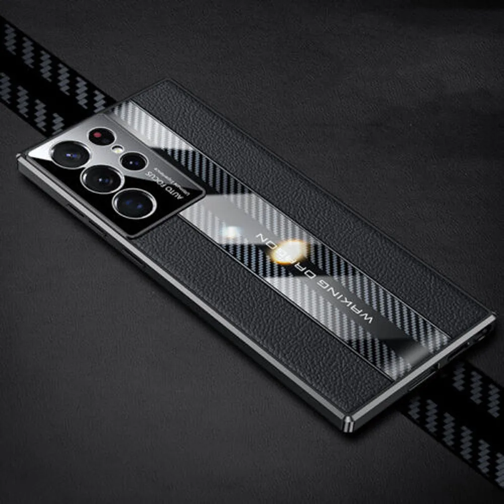 Luxury Ultra-thin Leather Cover For Samsung Galaxy S22 S23 Ultra S21 Plus 5G Case Camera Protection Shockproof Phone Coque Funda