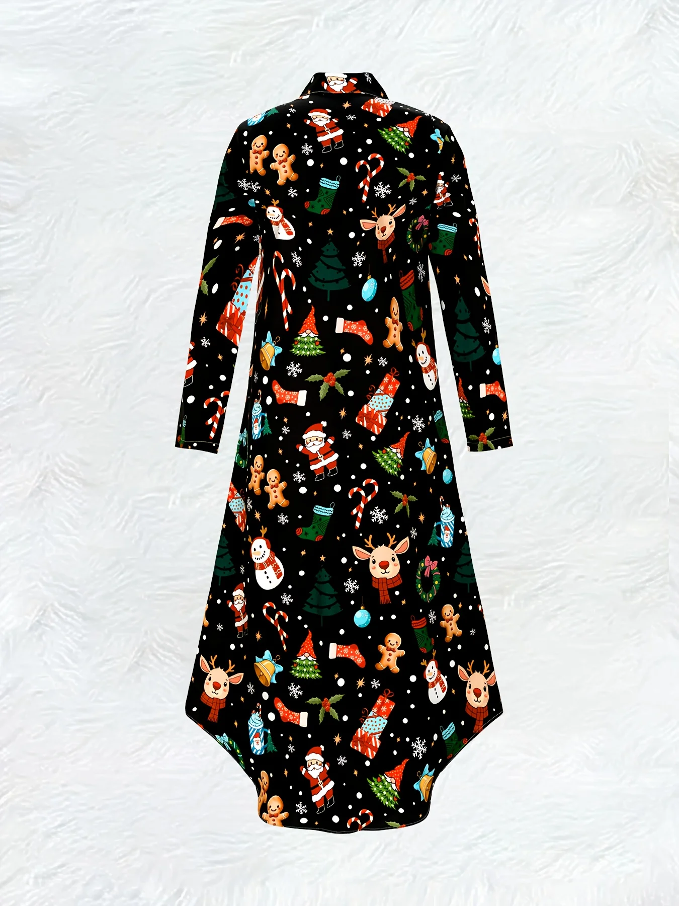 Printed Design Christmas cartoon patterned long sleeved dress