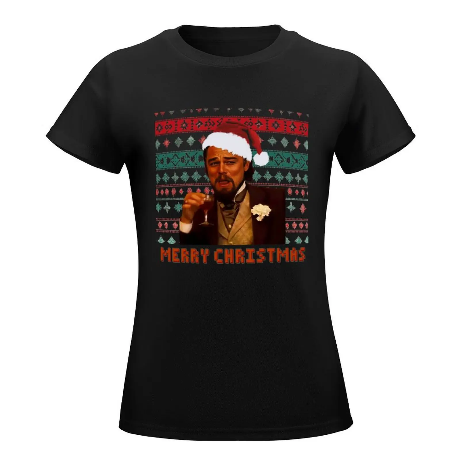 Christmas Leonardo DiCaprio Laughing Meme - Django Unchained Meme T-Shirt anime graphics cute tops t shirt dress Women