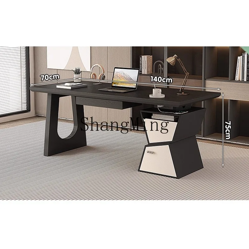 

ZHB Balcony Desk Computer Desk Living Room Large Table Workbench Home Modern Simple Office Long Table Solid Wood with Sockets