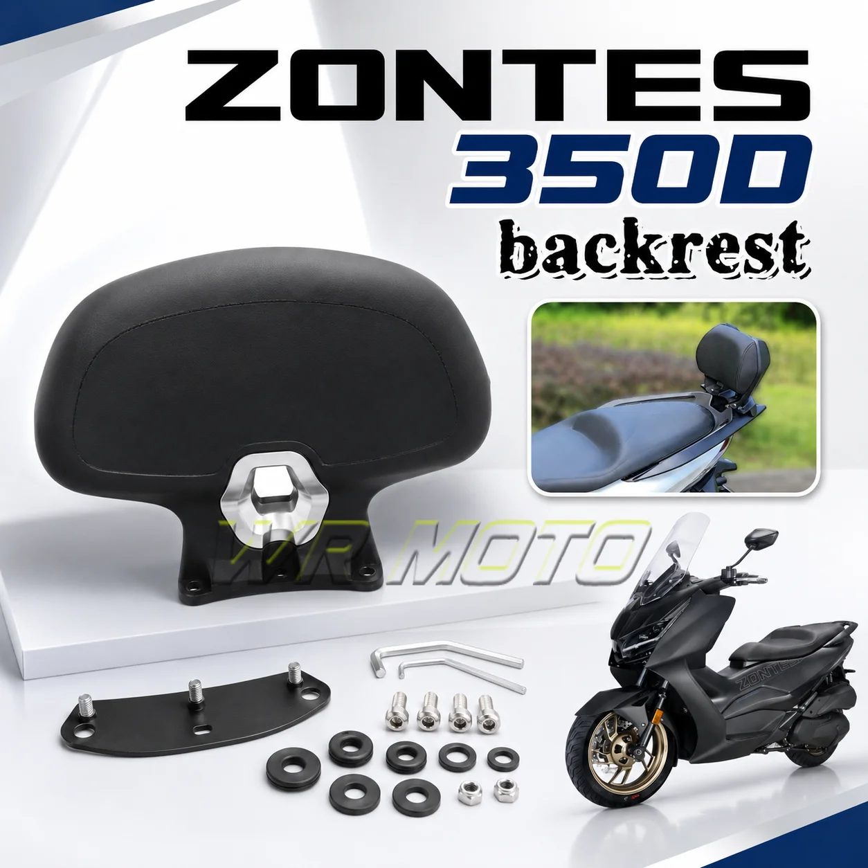 Thickened Rear‑Seat Passenger Backrest Cushion Kit Touring‑Style Accessories For ZONTES 350D 350M Maxi‑Scooter